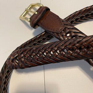 AHD Bonded Leather 44" Braided Belt with Gold Buckle
